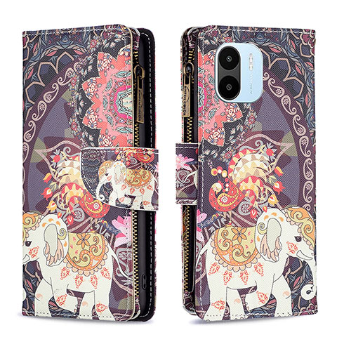 Coque Portefeuille Motif Fantaisie Livre Cuir Etui Clapet B04F pour Xiaomi Poco C50 Marron