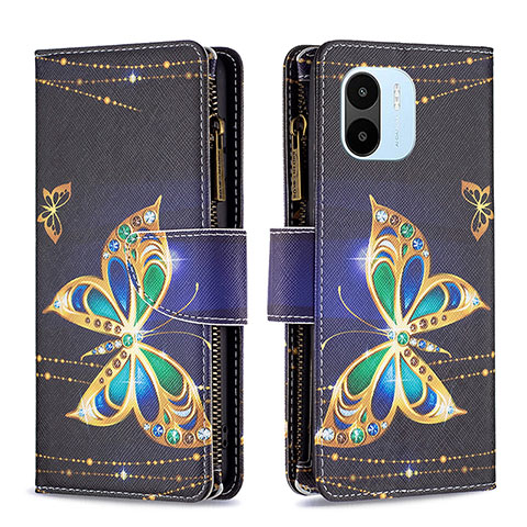 Coque Portefeuille Motif Fantaisie Livre Cuir Etui Clapet B04F pour Xiaomi Poco C50 Noir