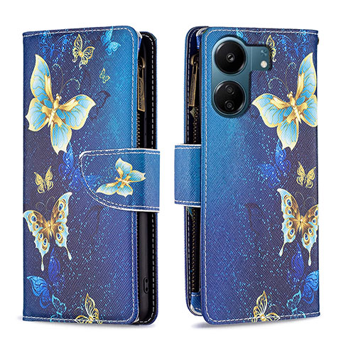 Coque Portefeuille Motif Fantaisie Livre Cuir Etui Clapet B04F pour Xiaomi Poco C65 Bleu