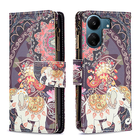 Coque Portefeuille Motif Fantaisie Livre Cuir Etui Clapet B04F pour Xiaomi Poco C65 Marron