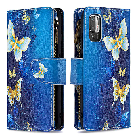 Coque Portefeuille Motif Fantaisie Livre Cuir Etui Clapet B04F pour Xiaomi POCO M3 Pro 5G Bleu