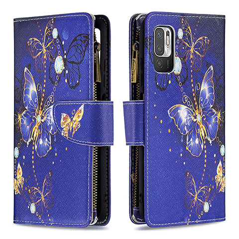 Coque Portefeuille Motif Fantaisie Livre Cuir Etui Clapet B04F pour Xiaomi POCO M3 Pro 5G Bleu Royal