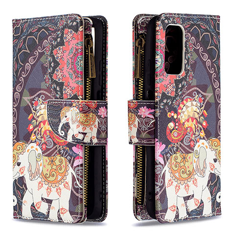 Coque Portefeuille Motif Fantaisie Livre Cuir Etui Clapet B04F pour Xiaomi Poco M3 Vin Rouge