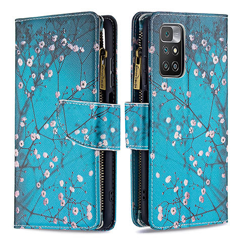 Coque Portefeuille Motif Fantaisie Livre Cuir Etui Clapet B04F pour Xiaomi Redmi 10 (2022) Cyan