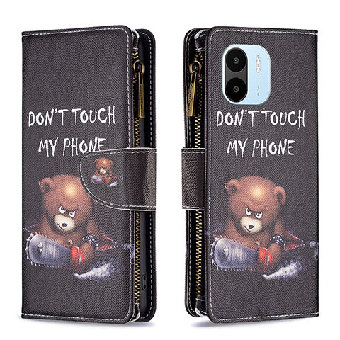 Coque Portefeuille Motif Fantaisie Livre Cuir Etui Clapet B04F pour Xiaomi Redmi A1 Gris Fonce