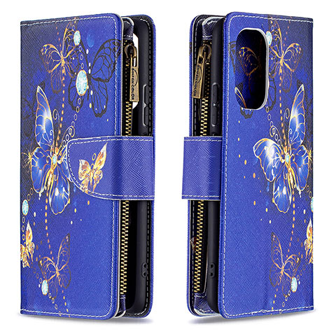 Coque Portefeuille Motif Fantaisie Livre Cuir Etui Clapet B04F pour Xiaomi Redmi K40 Pro 5G Bleu Royal