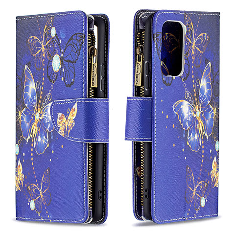 Coque Portefeuille Motif Fantaisie Livre Cuir Etui Clapet B04F pour Xiaomi Redmi Note 10 Pro 4G Bleu Royal