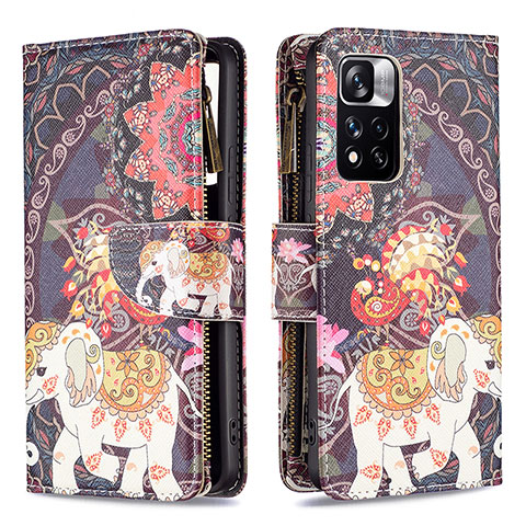 Coque Portefeuille Motif Fantaisie Livre Cuir Etui Clapet B04F pour Xiaomi Redmi Note 11 Pro+ Plus 5G Marron