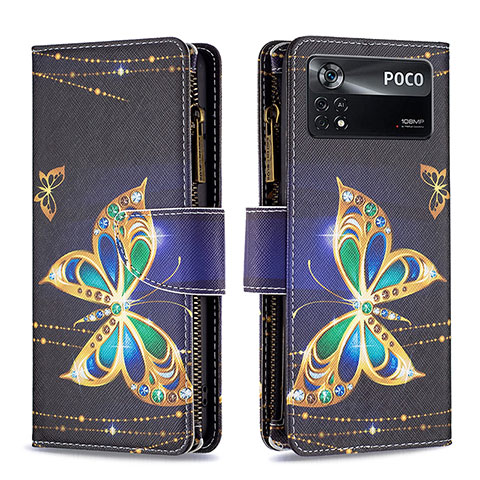 Coque Portefeuille Motif Fantaisie Livre Cuir Etui Clapet B04F pour Xiaomi Redmi Note 11E Pro 5G Noir