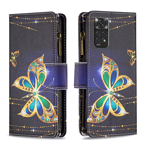 Coque Portefeuille Motif Fantaisie Livre Cuir Etui Clapet B04F pour Xiaomi Redmi Note 11S 4G Noir