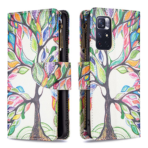 Coque Portefeuille Motif Fantaisie Livre Cuir Etui Clapet B04F pour Xiaomi Redmi Note 11S 5G Vert