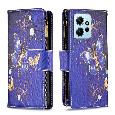 Coque Portefeuille Motif Fantaisie Livre Cuir Etui Clapet B04F pour Xiaomi Redmi Note 12 4G Bleu Royal