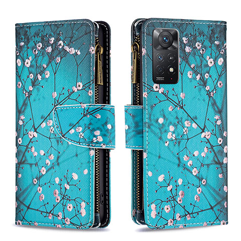 Coque Portefeuille Motif Fantaisie Livre Cuir Etui Clapet B04F pour Xiaomi Redmi Note 12 Pro 4G Cyan