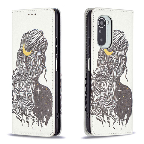 Coque Portefeuille Motif Fantaisie Livre Cuir Etui Clapet B05F pour Xiaomi Mi 11X 5G Gris