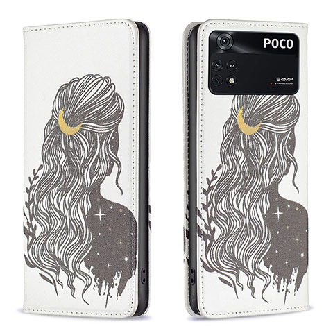 Coque Portefeuille Motif Fantaisie Livre Cuir Etui Clapet B05F pour Xiaomi Poco M4 Pro 4G Noir