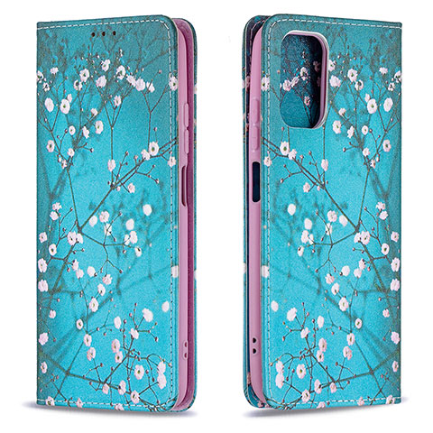 Coque Portefeuille Motif Fantaisie Livre Cuir Etui Clapet B05F pour Xiaomi Poco M5S Cyan