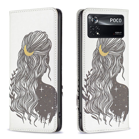 Coque Portefeuille Motif Fantaisie Livre Cuir Etui Clapet B05F pour Xiaomi Poco X4 Pro 5G Noir