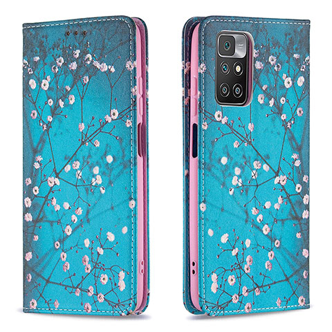 Coque Portefeuille Motif Fantaisie Livre Cuir Etui Clapet B05F pour Xiaomi Redmi 10 (2022) Cyan