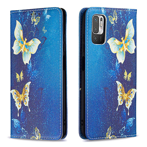 Coque Portefeuille Motif Fantaisie Livre Cuir Etui Clapet B05F pour Xiaomi Redmi Note 10 5G Bleu