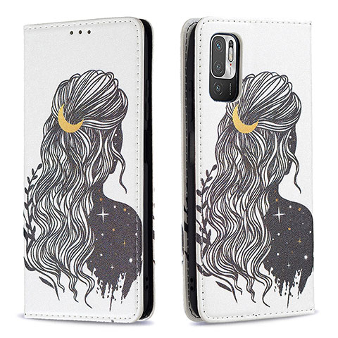 Coque Portefeuille Motif Fantaisie Livre Cuir Etui Clapet B05F pour Xiaomi Redmi Note 10 5G Noir