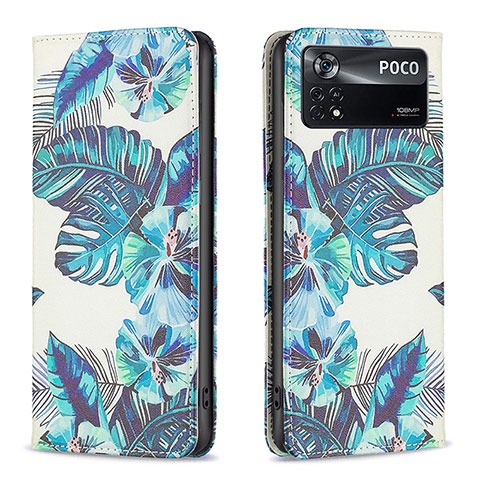 Coque Portefeuille Motif Fantaisie Livre Cuir Etui Clapet B05F pour Xiaomi Redmi Note 11E Pro 5G Bleu Ciel