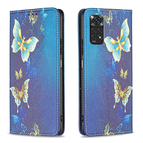 Coque Portefeuille Motif Fantaisie Livre Cuir Etui Clapet B05F pour Xiaomi Redmi Note 11S 4G Bleu