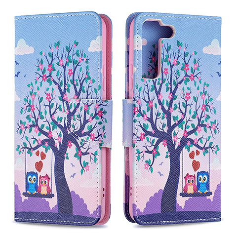 Coque Portefeuille Motif Fantaisie Livre Cuir Etui Clapet B09F pour Samsung Galaxy S21 5G Violet Clair