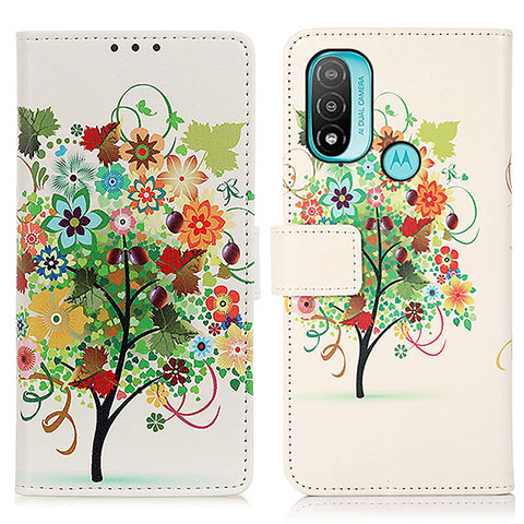 Coque Portefeuille Motif Fantaisie Livre Cuir Etui Clapet D02Y pour Motorola Moto E30 Colorful