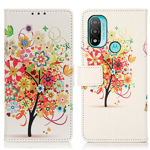 Coque Portefeuille Motif Fantaisie Livre Cuir Etui Clapet D02Y pour Motorola Moto E30 Rouge