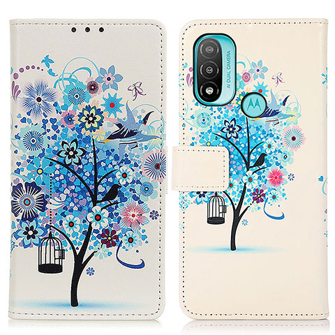 Coque Portefeuille Motif Fantaisie Livre Cuir Etui Clapet D02Y pour Motorola Moto E40 Bleu