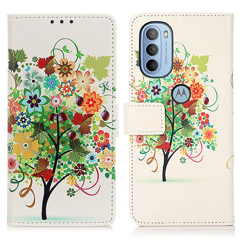 Coque Portefeuille Motif Fantaisie Livre Cuir Etui Clapet D02Y pour Motorola Moto G31 Colorful