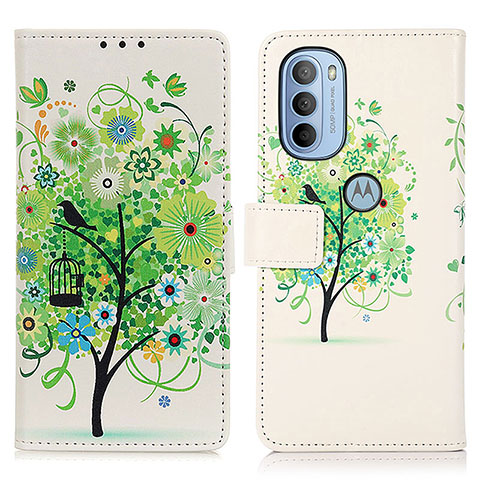 Coque Portefeuille Motif Fantaisie Livre Cuir Etui Clapet D02Y pour Motorola Moto G31 Vert