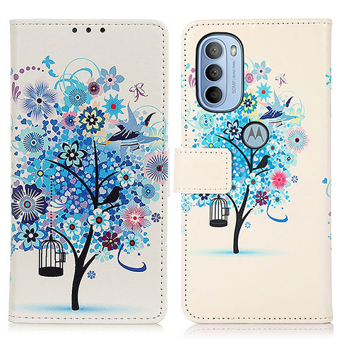 Coque Portefeuille Motif Fantaisie Livre Cuir Etui Clapet D02Y pour Motorola Moto G41 Bleu