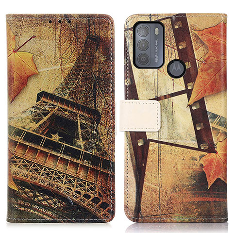 Coque Portefeuille Motif Fantaisie Livre Cuir Etui Clapet D02Y pour Motorola Moto G50 Marron