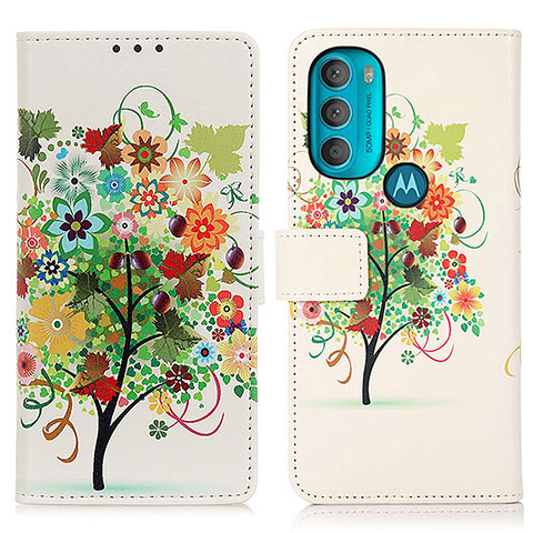 Coque Portefeuille Motif Fantaisie Livre Cuir Etui Clapet D02Y pour Motorola Moto G71 5G Colorful