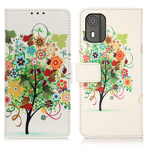 Coque Portefeuille Motif Fantaisie Livre Cuir Etui Clapet D02Y pour Nokia C02 Vert