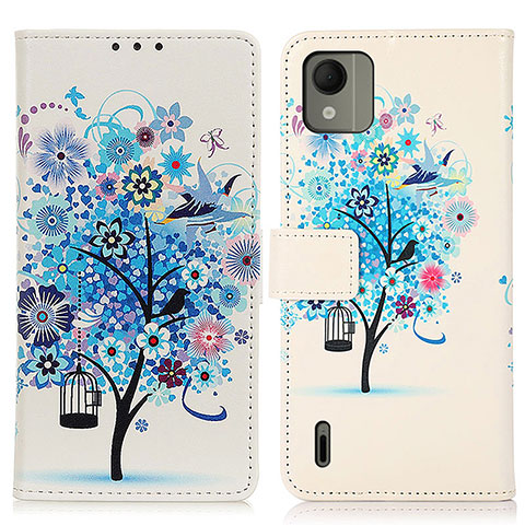 Coque Portefeuille Motif Fantaisie Livre Cuir Etui Clapet D02Y pour Nokia C110 Bleu