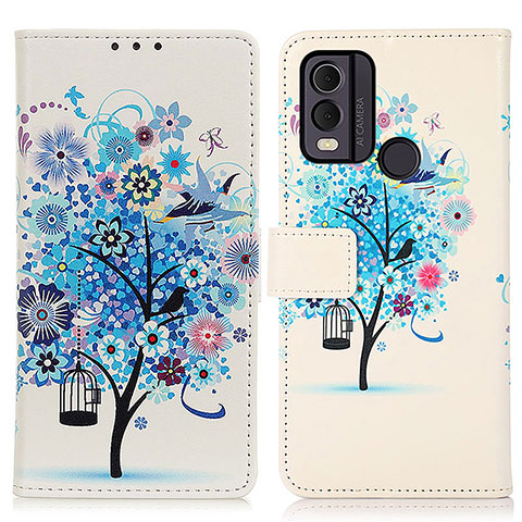 Coque Portefeuille Motif Fantaisie Livre Cuir Etui Clapet D02Y pour Nokia C22 Bleu