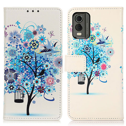 Coque Portefeuille Motif Fantaisie Livre Cuir Etui Clapet D02Y pour Nokia C32 Bleu