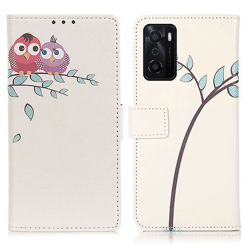 Coque Portefeuille Motif Fantaisie Livre Cuir Etui Clapet D02Y pour Oppo A55S 5G Rose