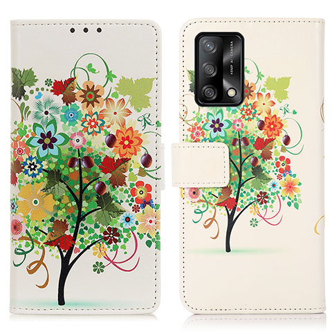 Coque Portefeuille Motif Fantaisie Livre Cuir Etui Clapet D02Y pour Oppo A74 4G Colorful