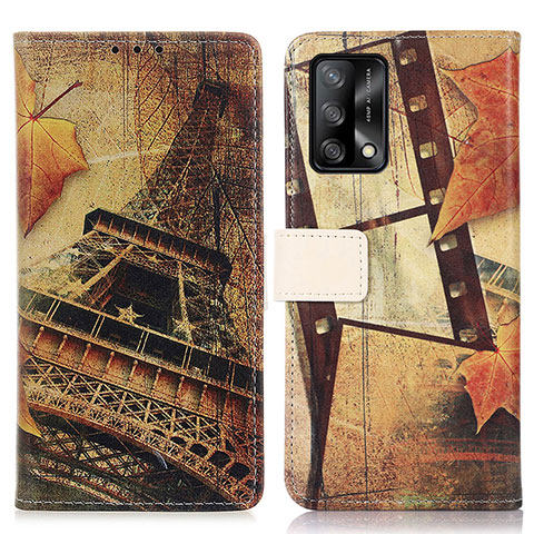 Coque Portefeuille Motif Fantaisie Livre Cuir Etui Clapet D02Y pour Oppo A74 4G Marron