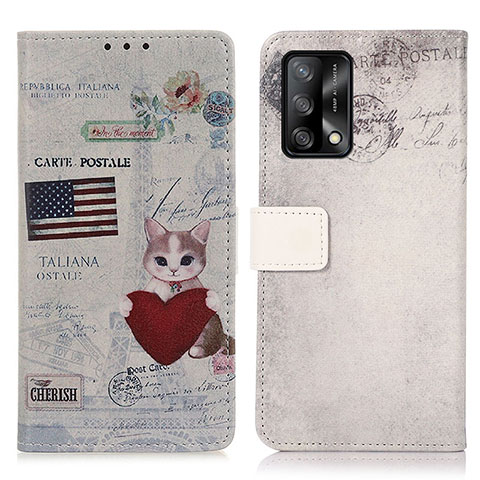 Coque Portefeuille Motif Fantaisie Livre Cuir Etui Clapet D02Y pour Oppo A74 4G Vin Rouge