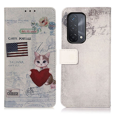 Coque Portefeuille Motif Fantaisie Livre Cuir Etui Clapet D02Y pour Oppo A93 5G Vin Rouge