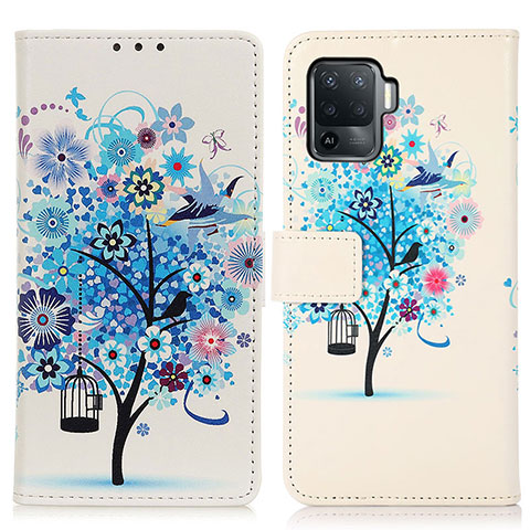 Coque Portefeuille Motif Fantaisie Livre Cuir Etui Clapet D02Y pour Oppo A94 4G Bleu