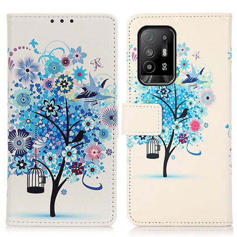 Coque Portefeuille Motif Fantaisie Livre Cuir Etui Clapet D02Y pour Oppo A95 5G Bleu