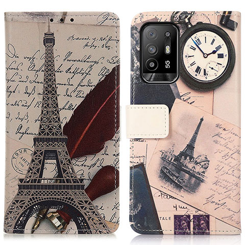 Coque Portefeuille Motif Fantaisie Livre Cuir Etui Clapet D02Y pour Oppo A95 5G Gris