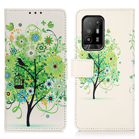 Coque Portefeuille Motif Fantaisie Livre Cuir Etui Clapet D02Y pour Oppo A95 5G Vert