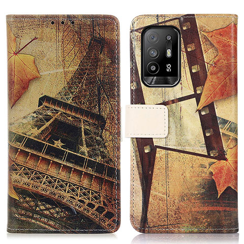 Coque Portefeuille Motif Fantaisie Livre Cuir Etui Clapet D02Y pour Oppo F19 Pro+ Plus 5G Marron