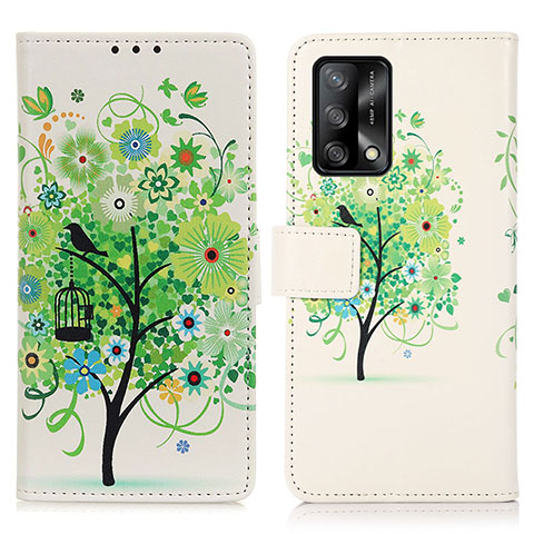 Coque Portefeuille Motif Fantaisie Livre Cuir Etui Clapet D02Y pour Oppo F19 Vert